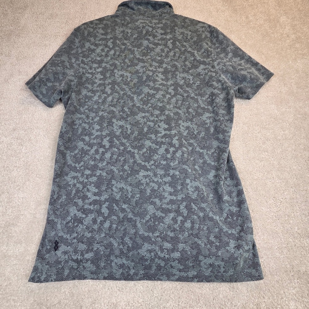 7 Diamonds Dance Floor Polo Mens L Green Camo Jacquard Button Collar Golf - Picture 2 of 7